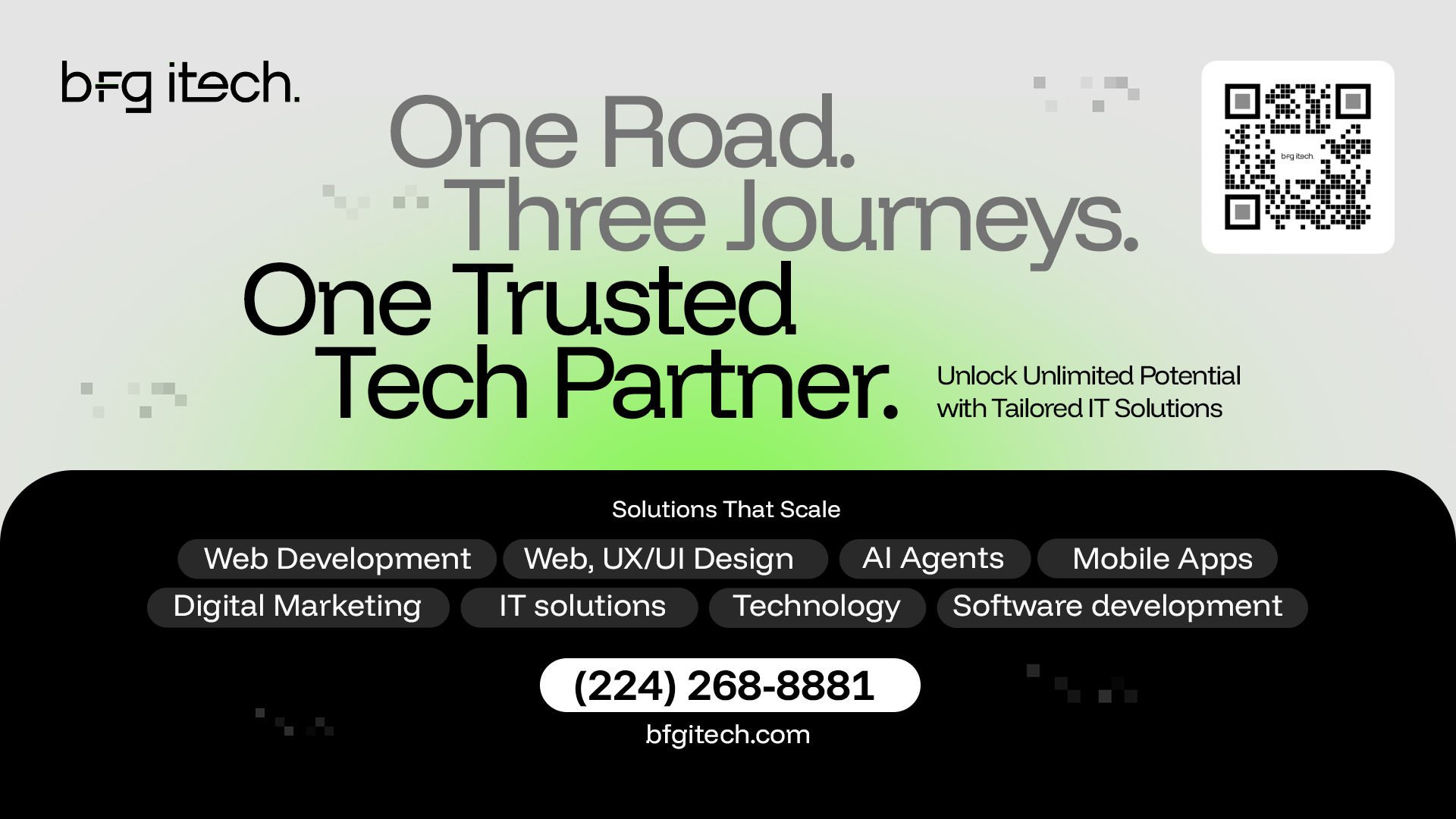 BFG iTech company banner showcasing digital transformation and AI-driven business solutions